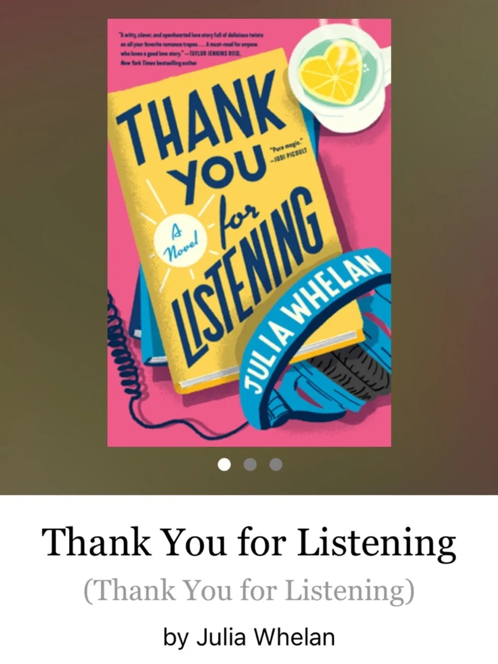 Thank You For Listening by Julia Whelan Paperback Book Romance BookTok